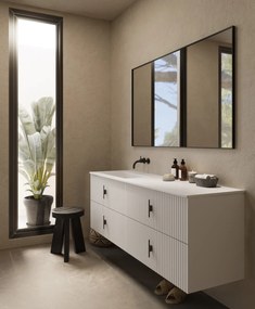 Muebles Avila badmeubel ribbelfront 160cm wit mat met wastafel links zonder kraangat