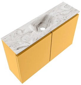 Mondiaz Ture DLux toiletmeubel 80cm ocher met wastafel glace midden zonder kraangat