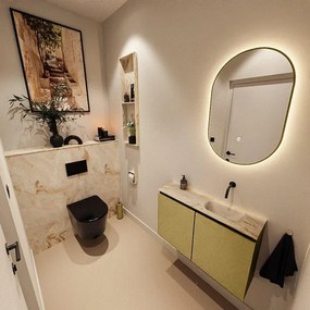 MONDIAZ TURE-DLUX 80cm toiletmeubel Oro. EDEN wastafel Frappe positie rechts. Zonder kraangat. TUREDX80OROR0FRA