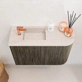 Mondiaz Joya DLux 60cm toiletmeubel ronding rechts shadow met wastafel faye links 1 kraangat meli