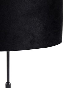 Tafellamp zwart met ovale velours kap zwart 35cm - Parte Modern, Klassiek / Antiek E27 rond Binnenverlichting Lamp