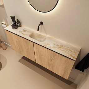 Mondiaz Ture DLux toiletmeubel 120cm washed oak met wastafel frappe midden zonder kraangat