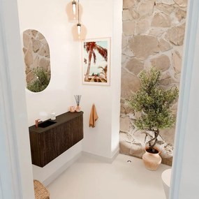 Mondiaz Joya 90cm toiletmeubel ronding rechts walnut met wastafel faye links 1 kraangat urban