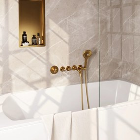 Brauer Stripe inbouw badkraan met 3 standen handdouche messing geborsteld PVD