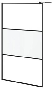 vidaXL Inloopdouchewand 115x195 cm halfmat ESG-glas zwart