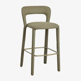 Hoge Kruk Met Gestoffeerde Rugleuning Brusel ↑75 Cm & Stof Groen – Salie - Sklum