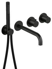 Hotbath Ace Afbouwdeel - voor inbouwthermostaat - 2-weg - stop omstel - uitloop - handdouche - doucheslang - zwart geborsteld PVD AC072EXTMBP
