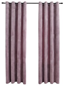 vidaXL Gordijnen verduisterend met ringen 2 st 140x225 cm fluweel roze