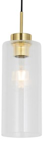 Art Deco hanglamp goud met glas - Laura