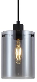 Design hanglamp zwart met smoke glas - Domo