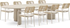 Tuinset 8 personen 300 cm Aluminium/rope Taupe Coco Penya/Weave