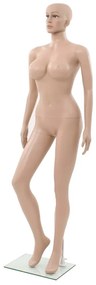 vidaXL Etalagepop sexy vrouw met glazen voet 180 cm beige