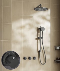Saniclear Plus Stripes inbouw regendouche met 30cm hoofddouche, muurarm en glijstang verouderd ijzer - gunmetal