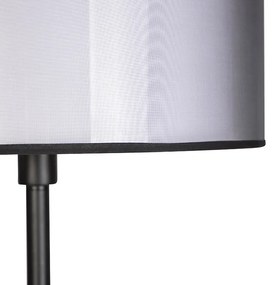 Stoffen Design vloerlamp zwart met zwart-wit kap 47 cm - Simplo Modern, Design E27 cilinder / rond Binnenverlichting Lamp