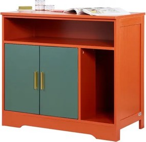 VEVOR Kattenbakkast 792x430x710 mm, Kattenbakkast met plank en opbergruimte, Modern houten kattenhuis voor binnen, Past op de meeste kattenbakken, Rood &amp; Groen