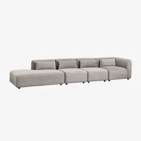 4-delige Modulaire Hoekbank Met Linker Divan Fogler Corduroy Licht Taupegrijs - Sklum