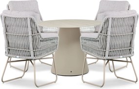 Tuinset Ronde Tuintafel 4 personen 100 cm Rope Zand/Beige Lifestyle Garden Furniture Vicente/Serino