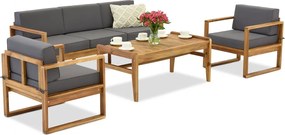 Acaciahouten tuinmeubelen Maskat Coffee 5 met Garden Point poefs