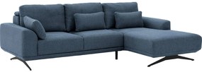 Goossens Excellent Bank Princess blauw, stof, 2,5-zits, elegant chic met chaise longue rechts