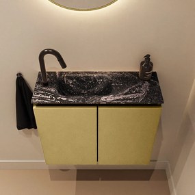 Mondiaz Ture DLux toiletmeubel 60cm oro met wastafel lava links met kraangat