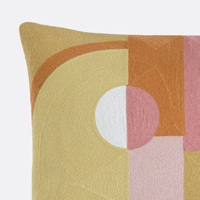 Rechthoekige kussenhoes, geborduurd katoen, geometrisch patroon, DYONIS