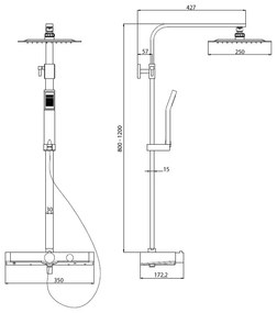 Schutte Ocean complete regendouche inclusief thermostaatkraan en planchet chroom/wit