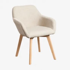 Set Van 2 Gestoffeerde Eetkamerstoelen Met Armleuningen Ervi Crème Beige - Sklum