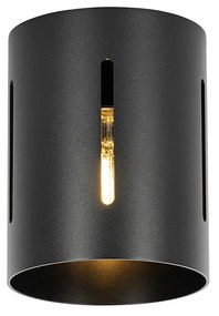 Design plafondlamp zwart met lichteffect - Yana Design E27 cilinder / rond Binnenverlichting Lamp