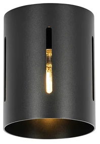 Design plafondlamp zwart met lichteffect - Yana Design E27 cilinder / rond Binnenverlichting Lamp
