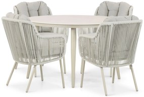 Tuinset 4 personen 120 cm Aluminium/rope Taupe Santika Furniture Santika