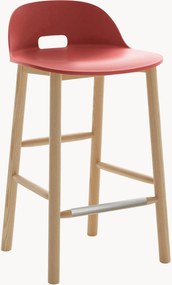 Handgemaakte barstoel Alfi Low Back met essenhouten poten