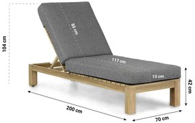 Santika Furniture Santika Arlington Lounger Met Antraciet Kussen Teak Old Teak Greywash