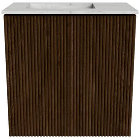 Mondiaz Joya DLux 40cm toiletmeubel walnut met wastafel faye links zonder kraangat opalo