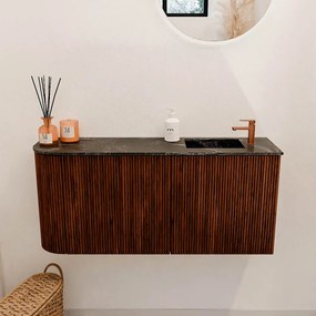 Mondiaz Joya DLux 90cm toiletmeubel ronding links ruby met wastafel faye rechts 1 kraangat lava
