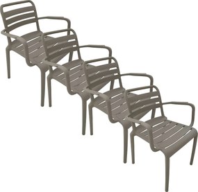 Garden Impressions Moos tuinstoel taupe - 4 stuks