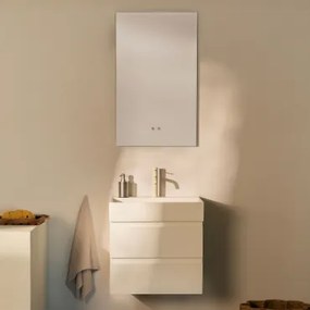 Badkamermeubelset Van Hout En Essenhoutfineer Met Geïntegreerde Wastafel Ona Wit & Rectangular Led And Antifog 55x90 Cm Kirvex & Tapioca - Sklum