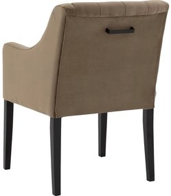 Goossens Eetkamerstoel Pearl bruin velvet stof met armleuning, stijlvol landelijk
