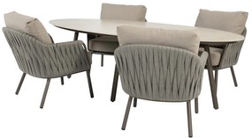 Taste by 4 Seasons Cannes low dining tuinset met Salute tafel 220 cm LoungestoelTuinstoel   bruin weerbestendig