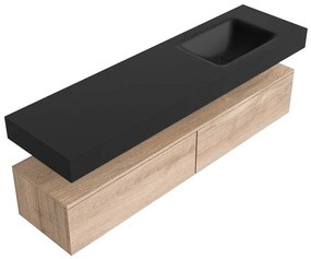 Zaro Alan badmeubel 170cm washed oak 2 lades met vrijhangende wastafel cloud rechts zonder kraangat urban