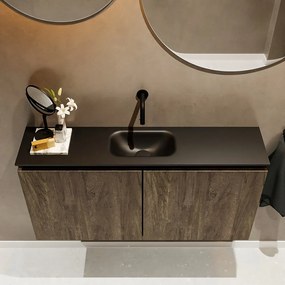 Mondiaz Ture 100cm toiletmeubel dark brown met wastafel urban midden geen kraangat