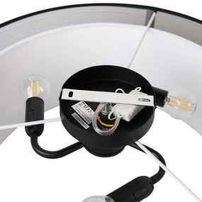 Moderne plafonnière zwart met wit 50 cm 3-lichts - Drum Duo