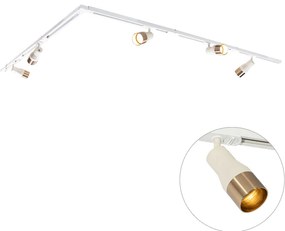 Modern railsysteem met 5 Spot / Opbouwspot / Plafondspots beige met goud 1-fase - Iconic Kohua GU10 Scandinavisch Binnenverlichting Lamp