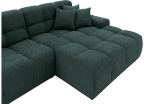 Goossens Excellent Bank Kubus - 30 X 30 Cm Stiksel blauw, stof, 1,5-zits, modern design met chaise longue rechts