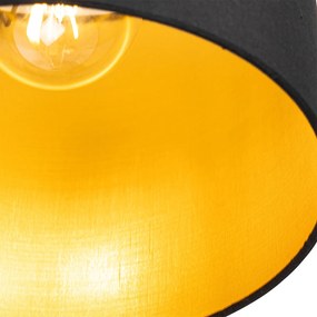 Stoffen Plafondlamp zwart met gouden binnenkant 5-lichts - Multidrum Modern E27 rond Binnenverlichting Lamp