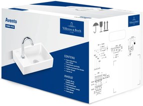 Villeroy & Boch Avento Wastafel 1 Kraangat Links met Overloop 36x22cm White Alpine