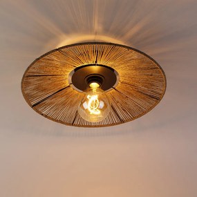 Landelijke plafondlamp zwart met touw - Sacha