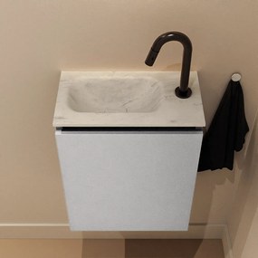 Mondiaz Ture DLux toiletmeubel 40cm plata met wastafel opalo links met kraangat