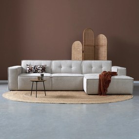 PEPP Interiors Flow Moderne Hoekbank Met Stiksels Beige Chaise Longue Rechts