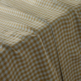 Plat laken in gewassen linnen, Acélie olijf/opaline