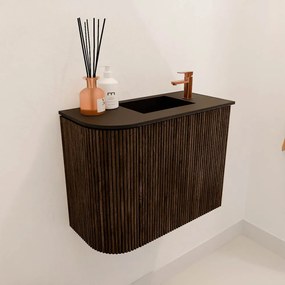 Mondiaz Joya 50cm toiletmeubel ronding links walnut met wastafel faye rechts 1 kraangat urban